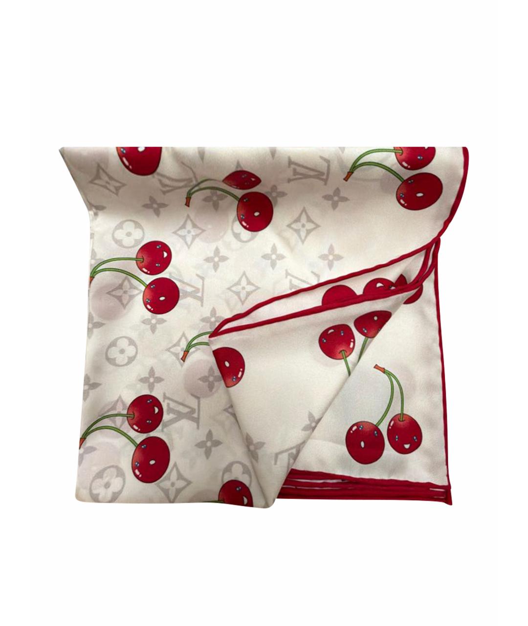 LOUIS VUITTON Белый шелковый платок, фото 1