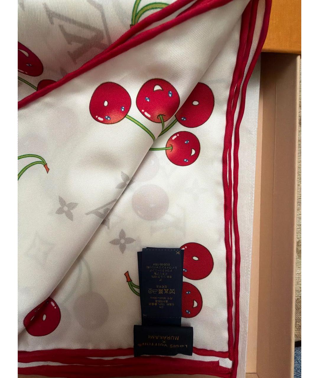 LOUIS VUITTON Белый шелковый платок, фото 3