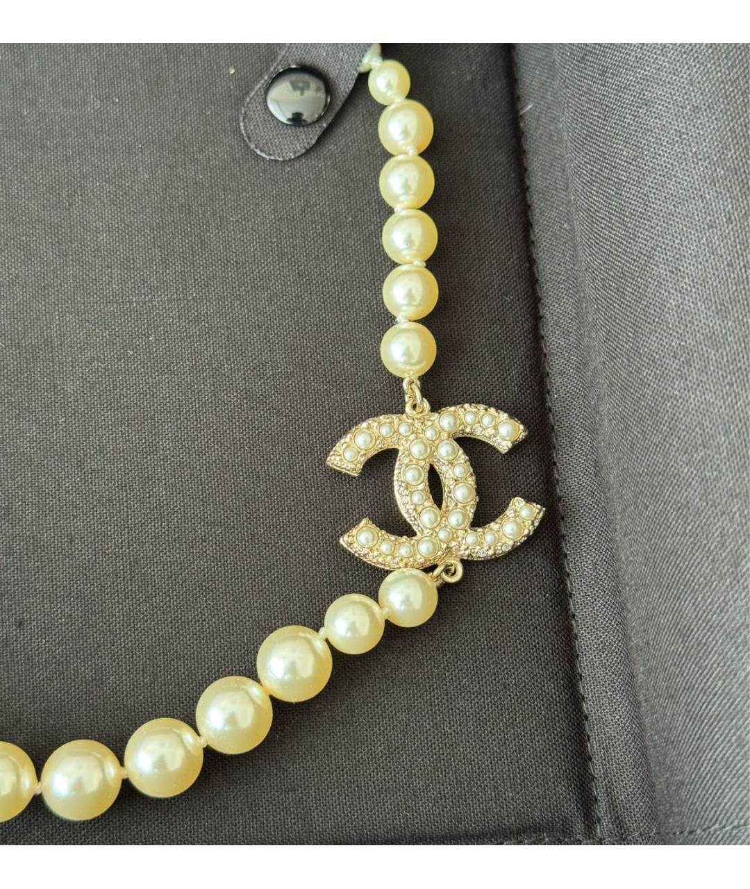 CHANEL Белое жемчужное колье, фото 3