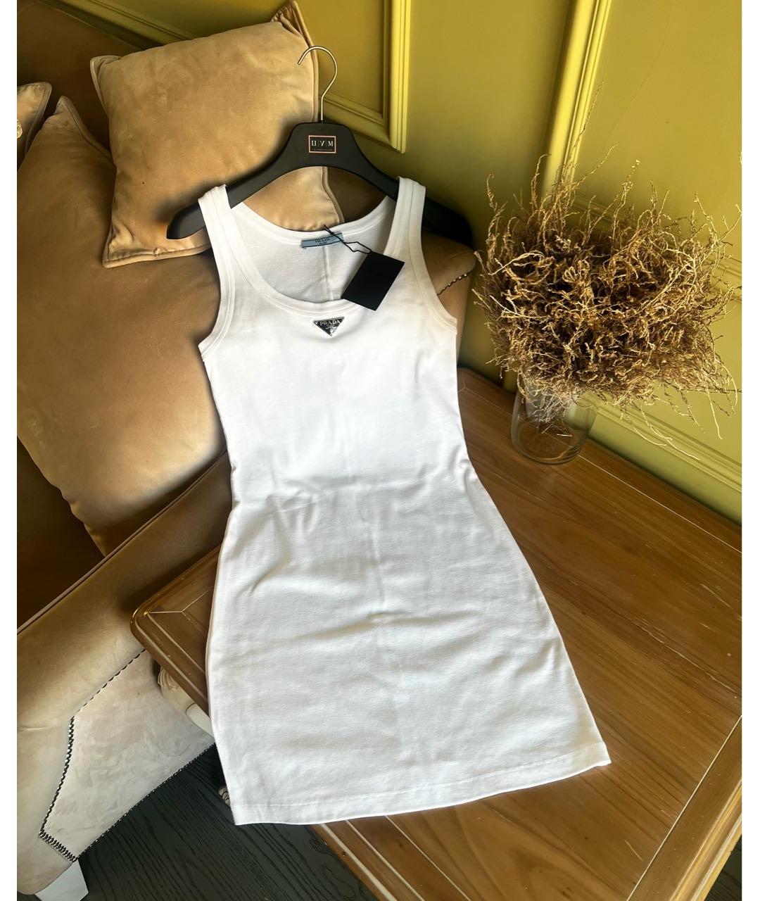 PRADA Белое хлопковое повседневное платье, фото 6