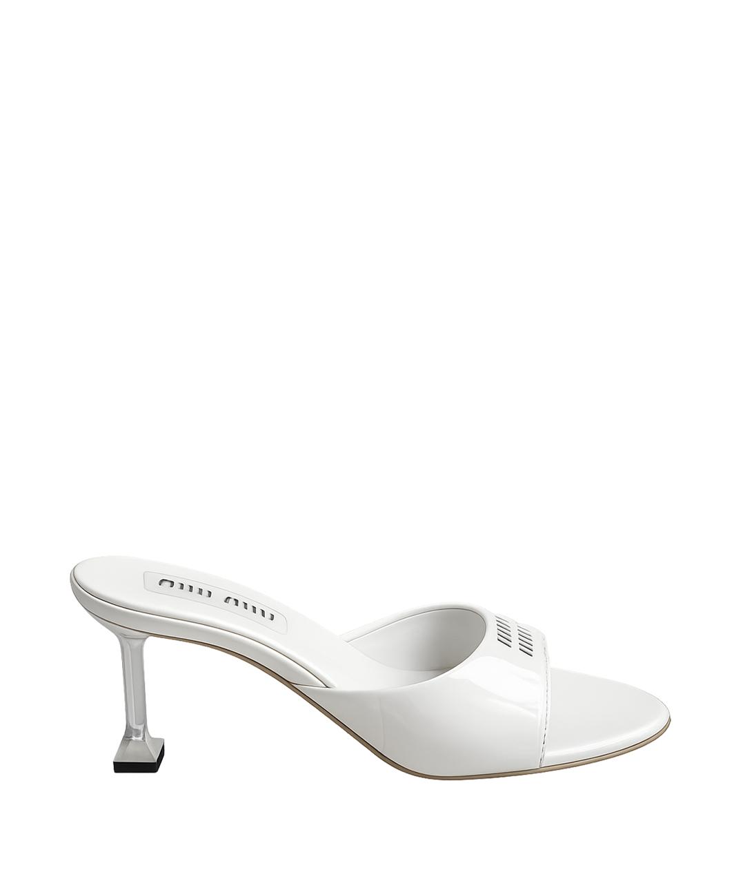 MIU MIU Бежевые кожаные мюли, фото 1