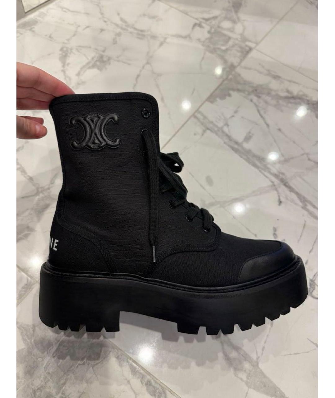 CELINE Черные текстильные ботинки, фото 6
