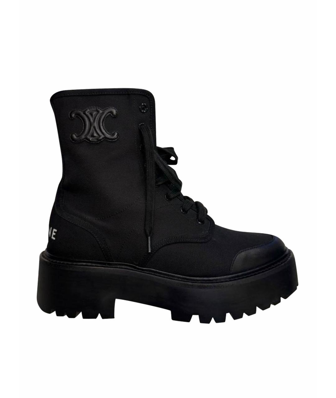 CELINE Черные текстильные ботинки, фото 1