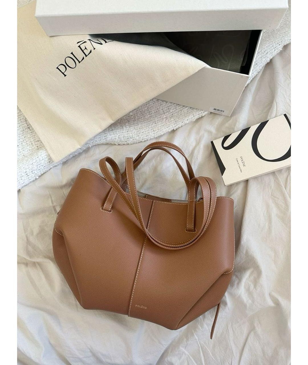 POLENE Коричневая кожаная сумка тоут, фото 9