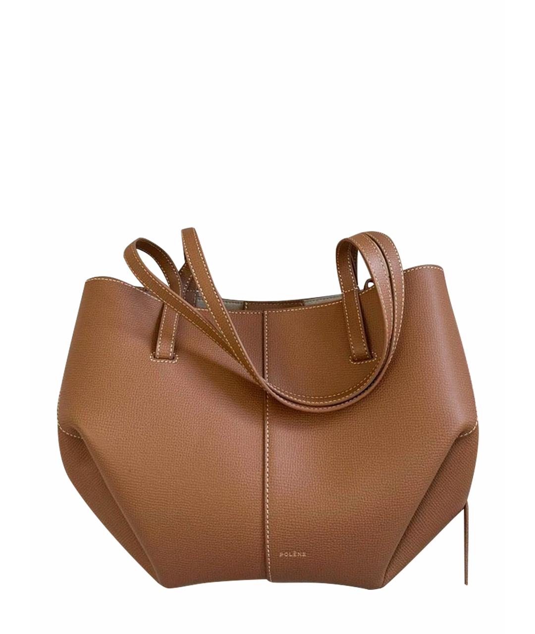POLENE Коричневая кожаная сумка тоут, фото 1