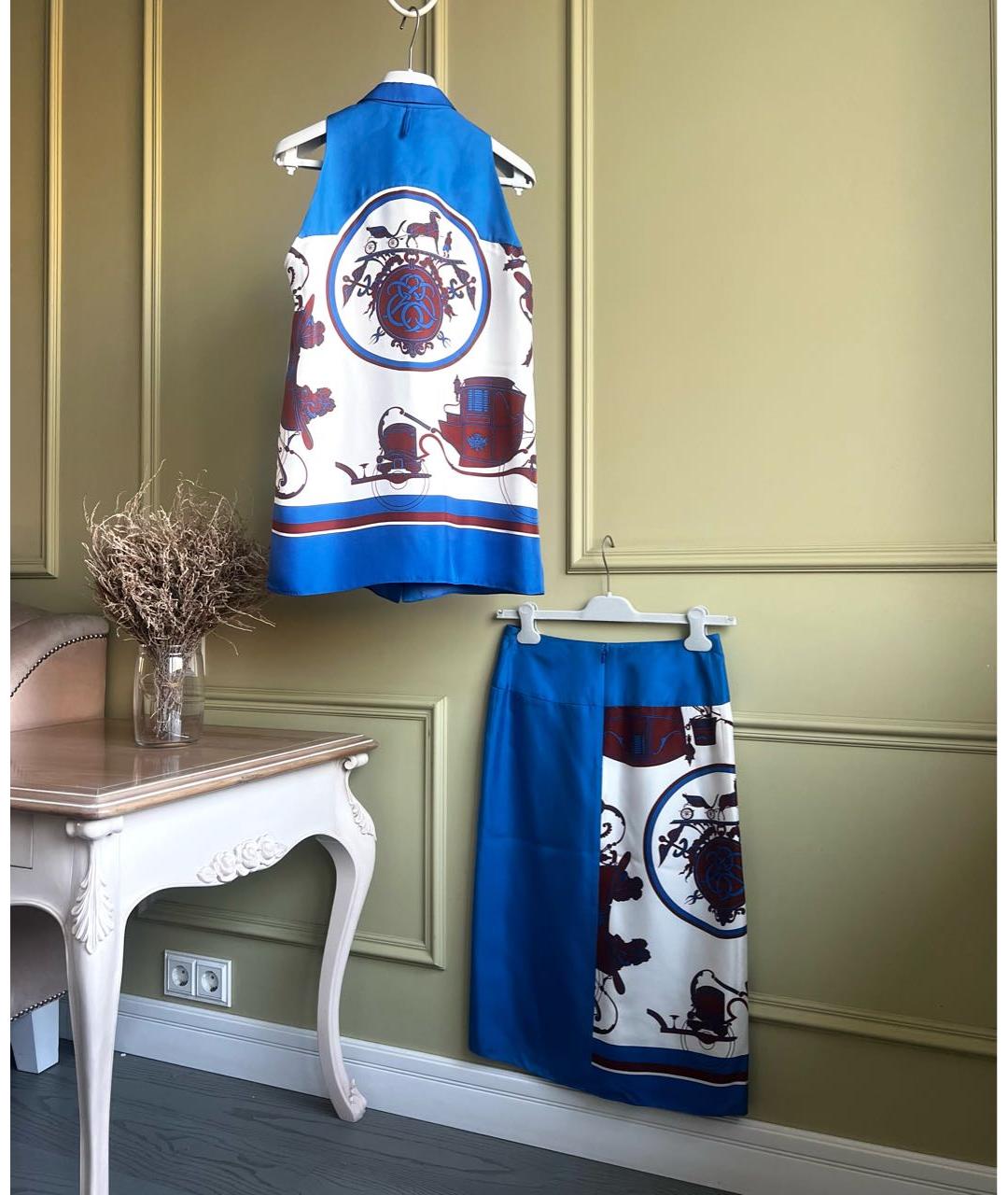 HERMES Шелковый костюм с юбками, фото 4