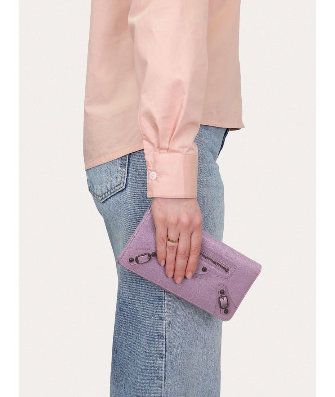 BALENCIAGA Фиолетовый кожаный кошелек, фото 8