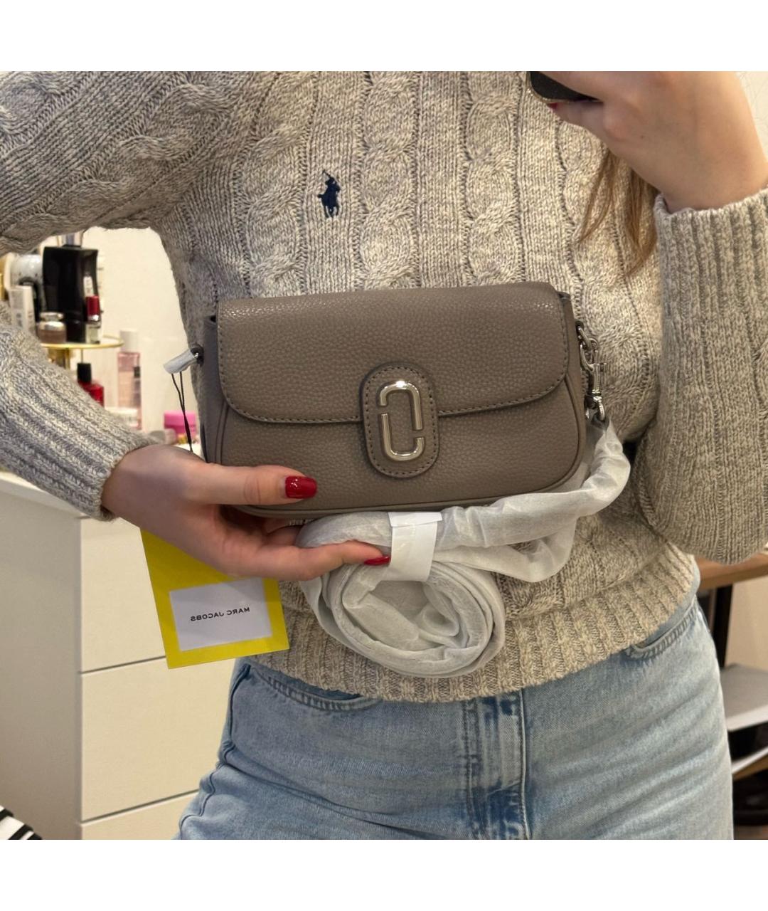 MARC JACOBS Серая кожаная сумка через плечо, фото 5