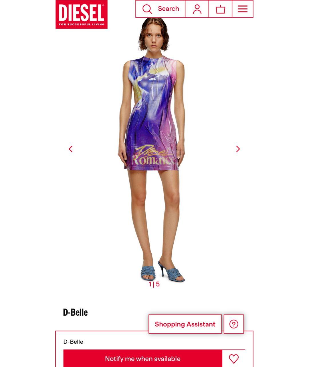 DIESEL Мульти полиэстеровое коктейльное платье, фото 2