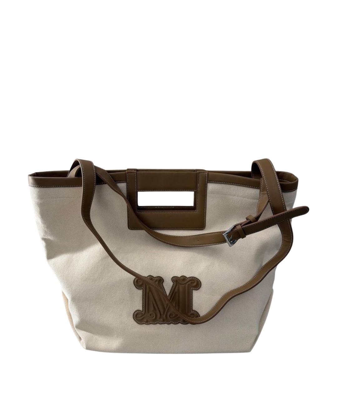 MAX MARA Бежевая хлопковая пляжная сумка, фото 1