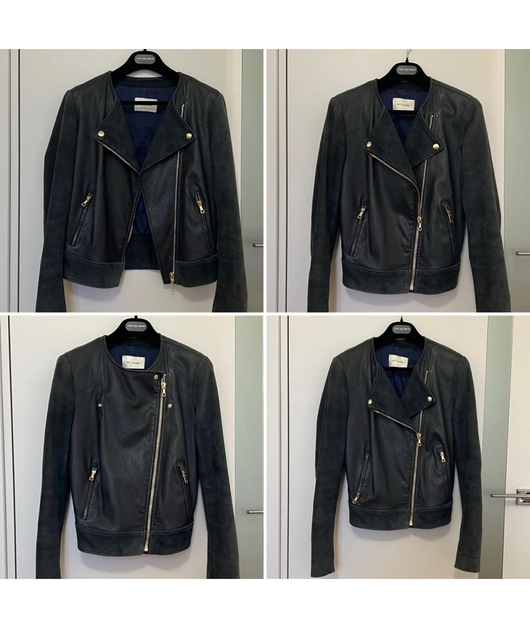 YVES SALOMON Темно-синяя кожаная куртка, фото 3