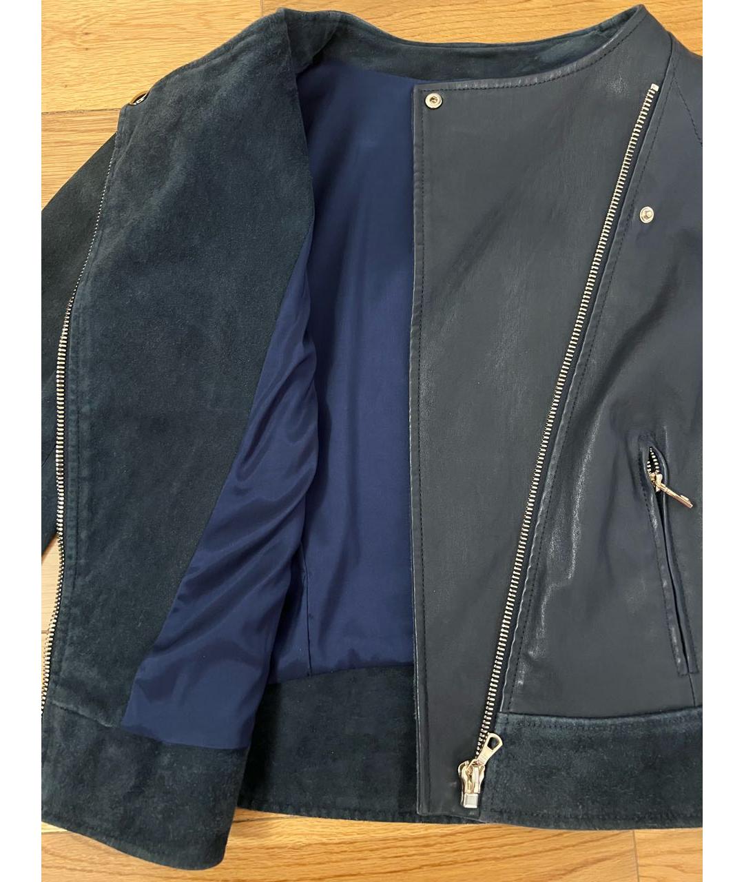 YVES SALOMON Темно-синяя кожаная куртка, фото 7