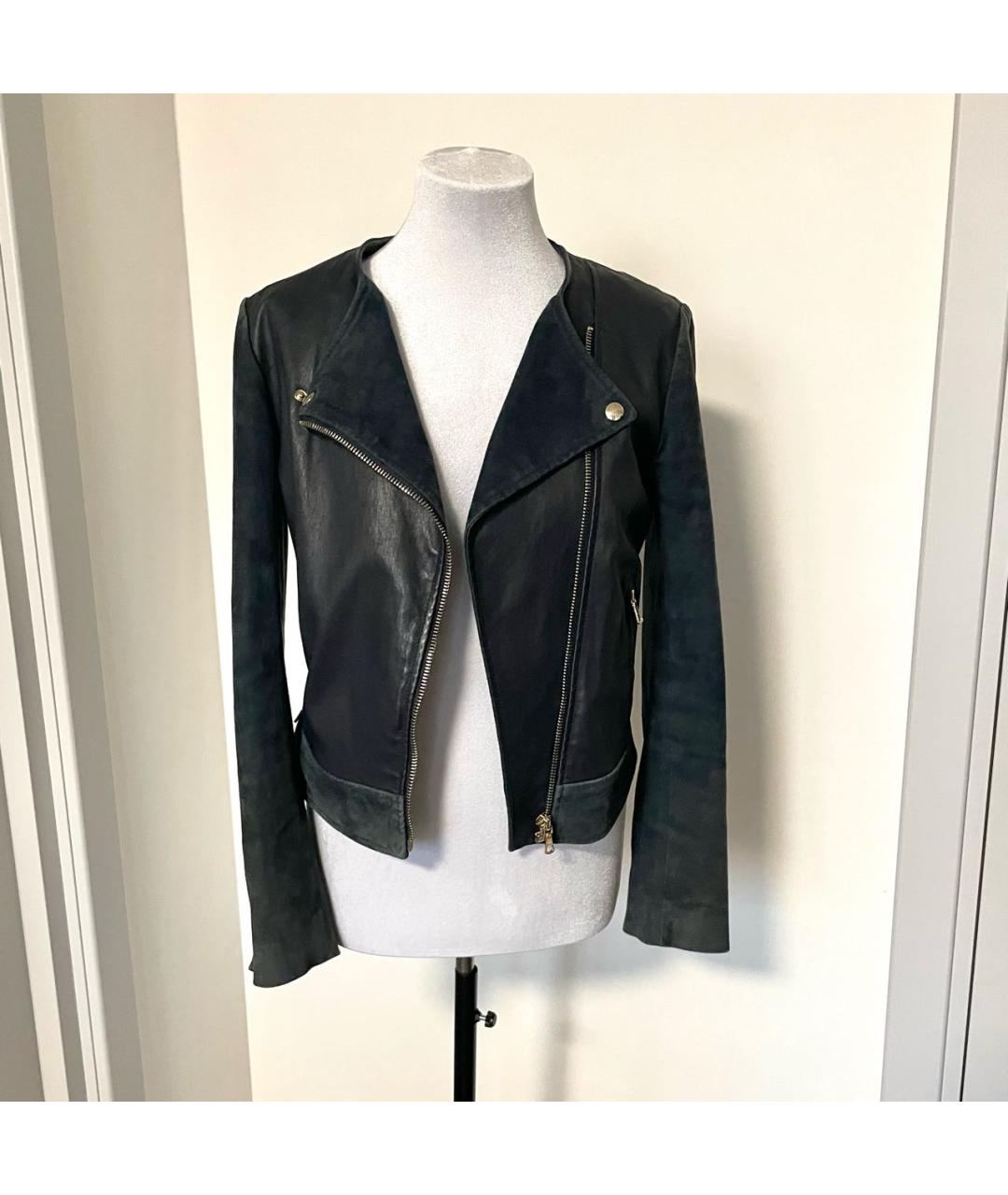 YVES SALOMON Темно-синяя кожаная куртка, фото 2