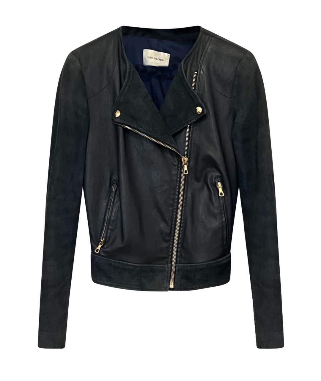 YVES SALOMON Темно-синяя кожаная куртка, фото 1