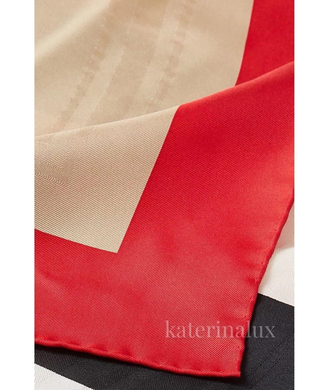 BURBERRY Бежевый шелковый платок, фото 3