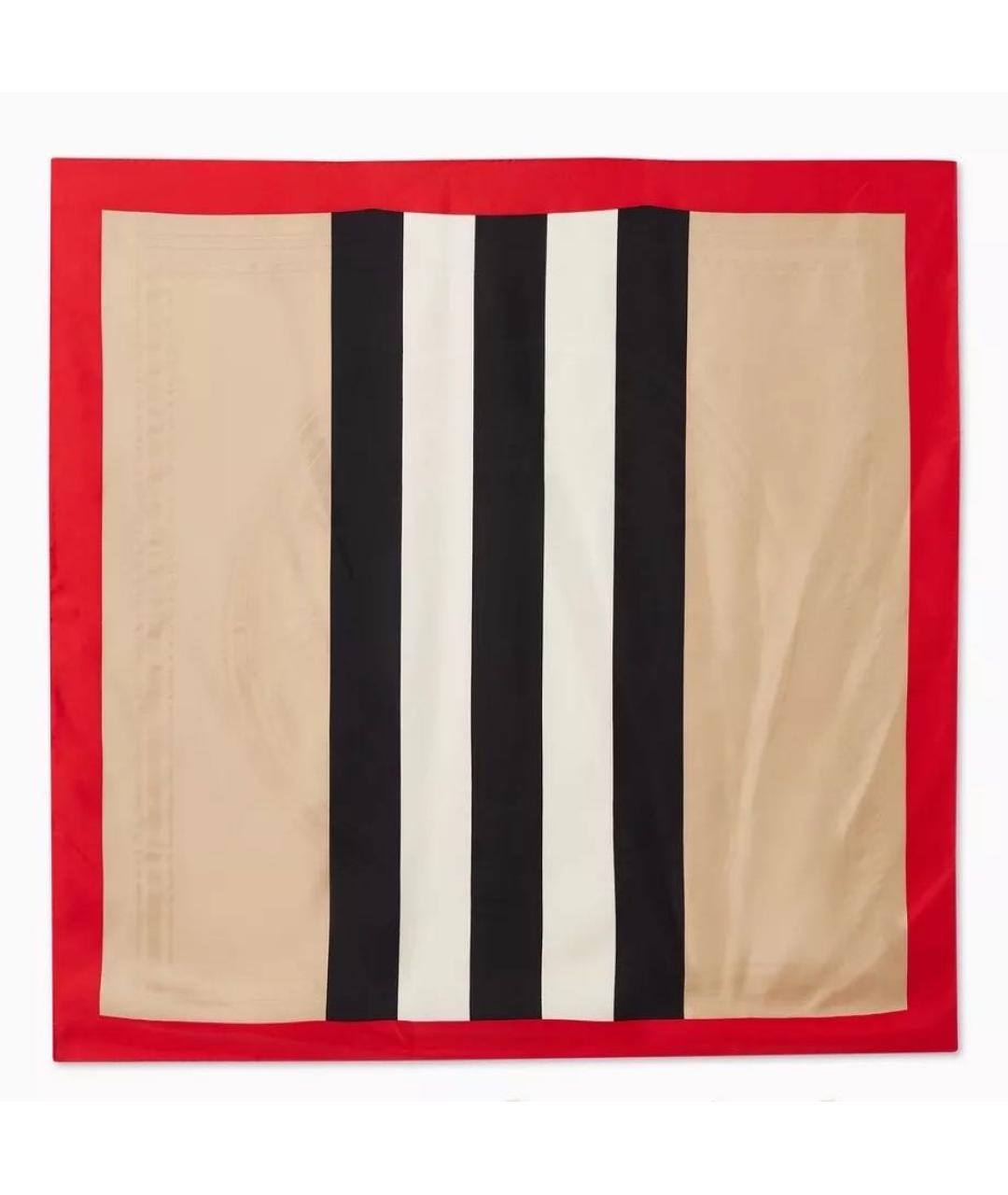 BURBERRY Бежевый шелковый платок, фото 9