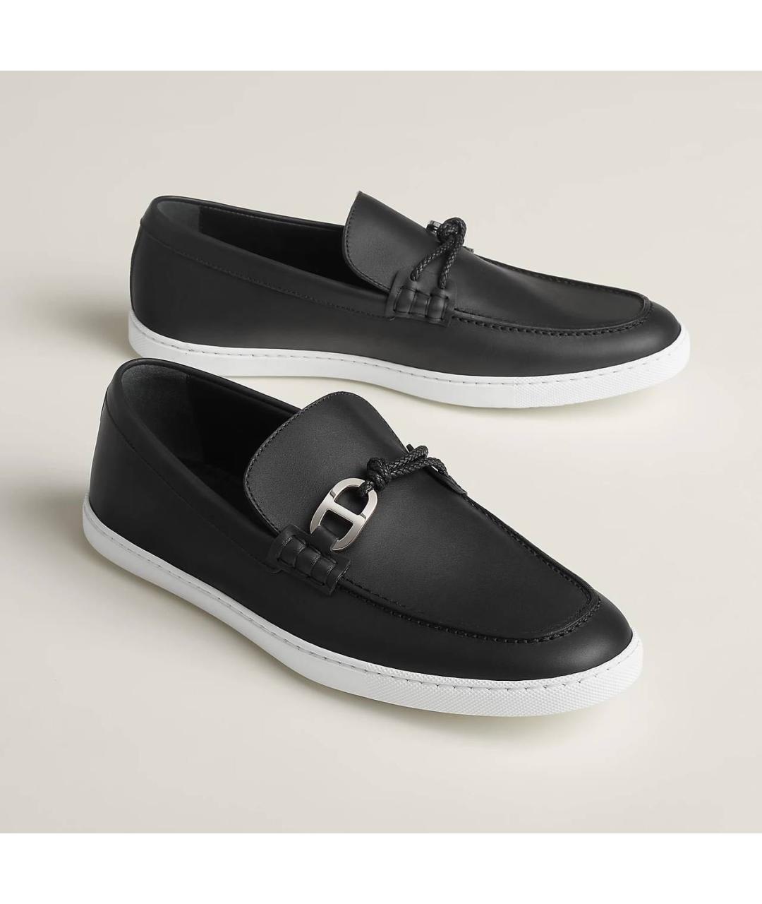 HERMES Черные кожаные лоферы, фото 2