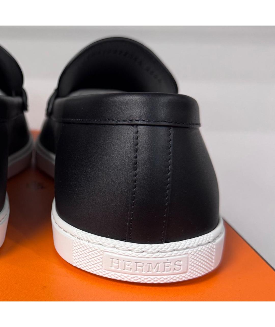 HERMES Черные кожаные лоферы, фото 6