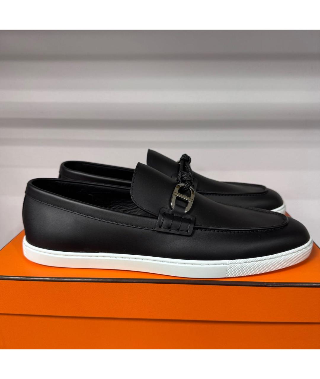HERMES Черные кожаные лоферы, фото 8