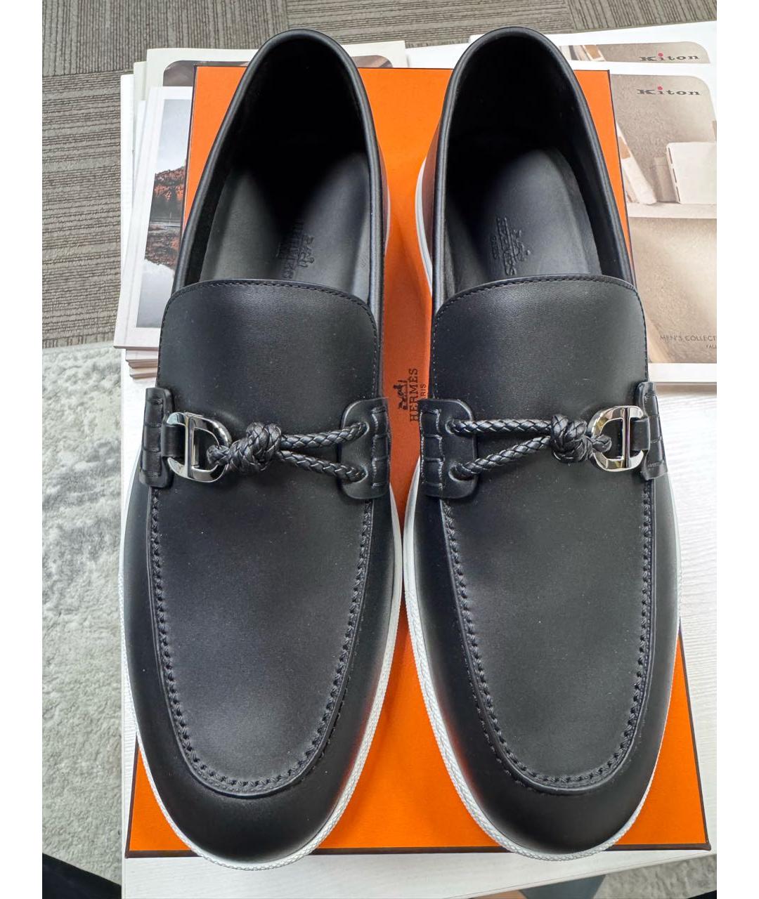 HERMES Черные кожаные лоферы, фото 4