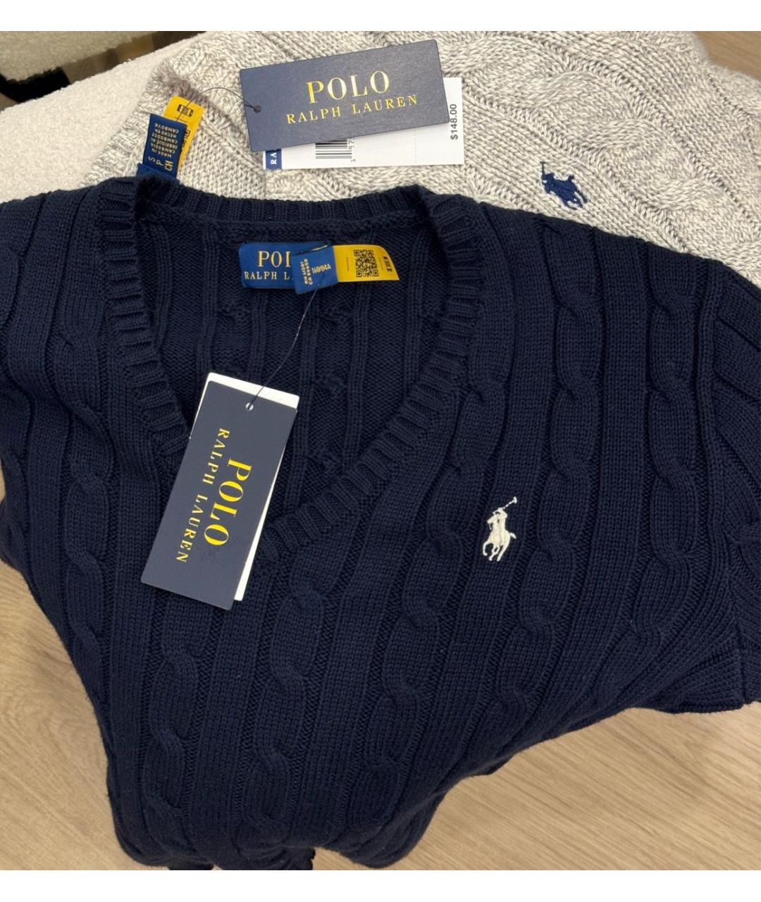 POLO RALPH LAUREN Темно-синий хлопковый джемпер / свитер, фото 5