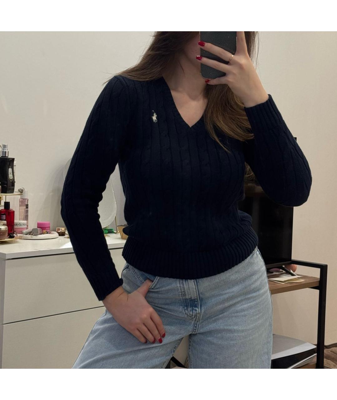 POLO RALPH LAUREN Темно-синий хлопковый джемпер / свитер, фото 4