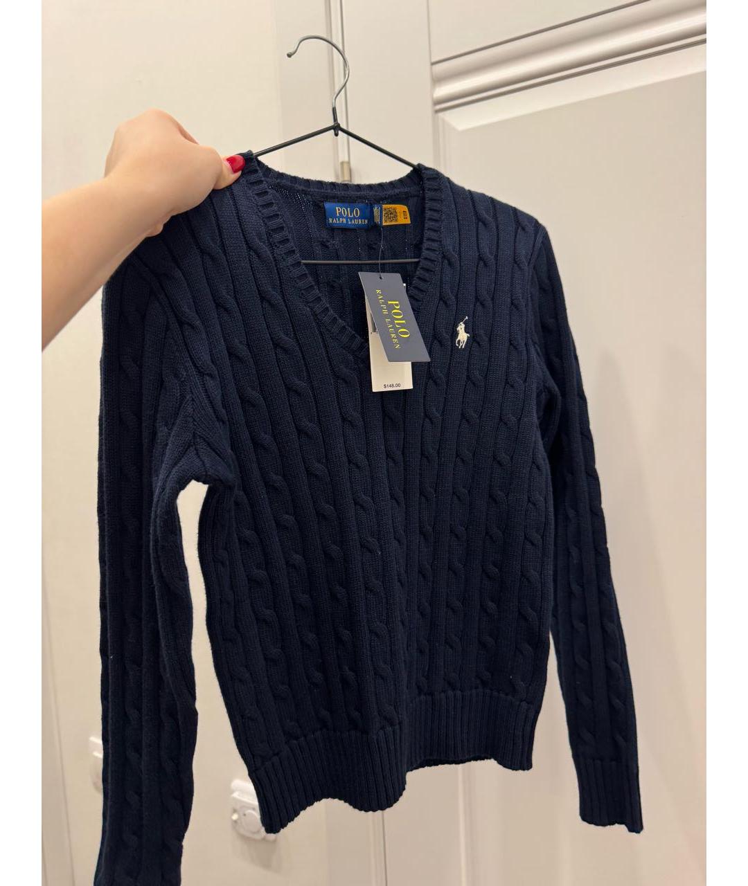 POLO RALPH LAUREN Темно-синий хлопковый джемпер / свитер, фото 2