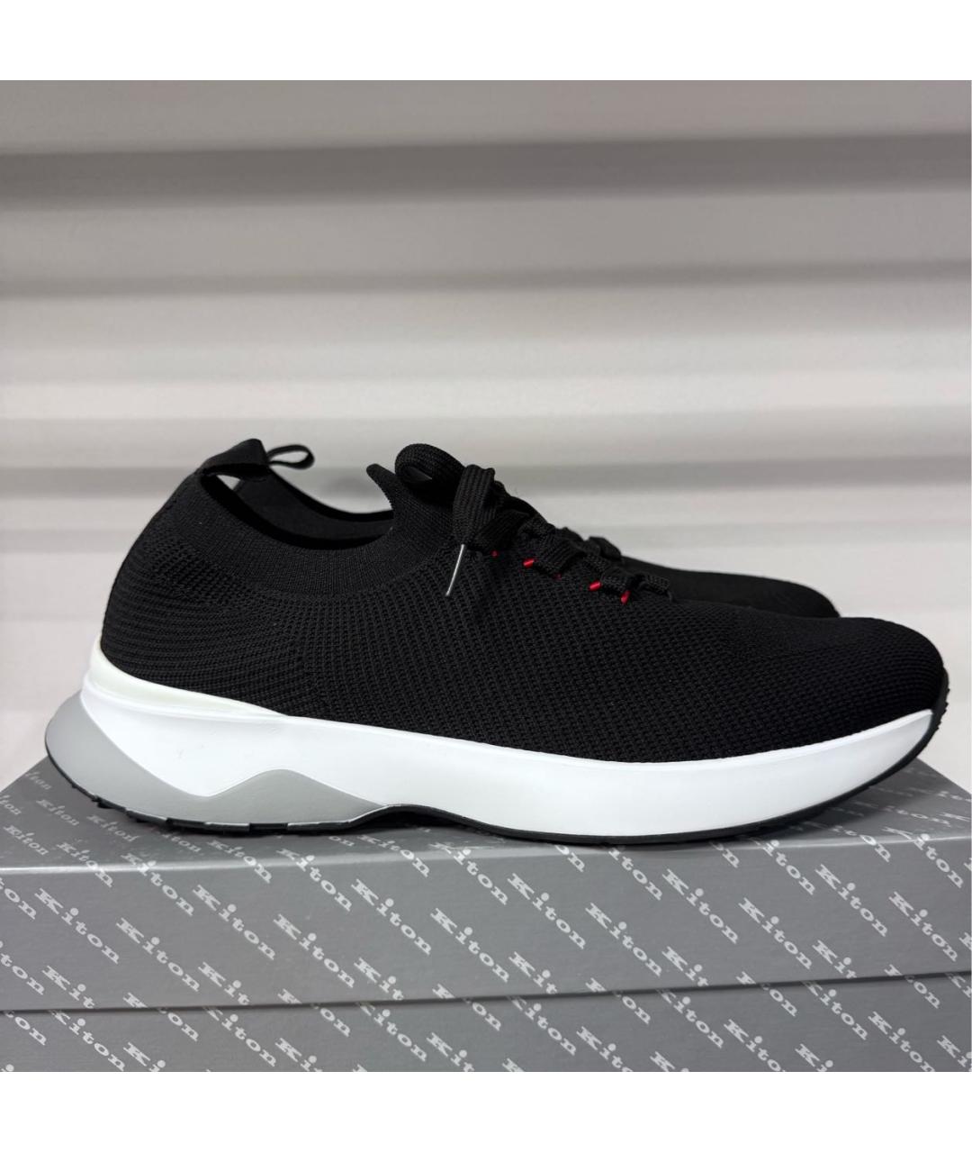 KITON Черные низкие кроссовки / кеды, фото 7