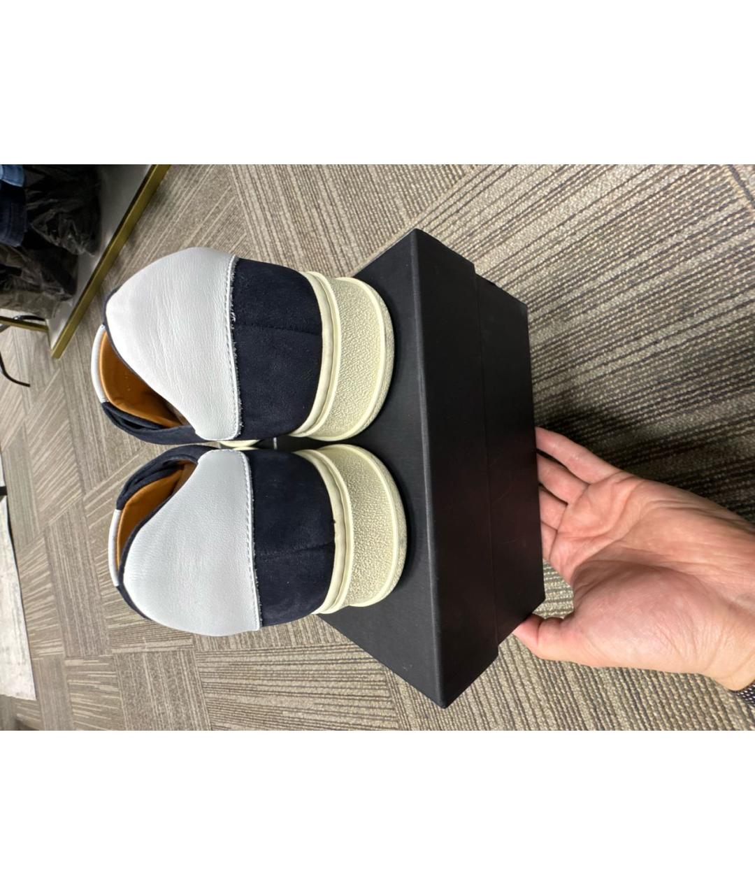 KITON Темно-синие низкие кроссовки / кеды, фото 4