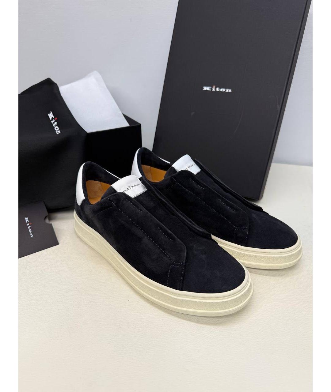 KITON Темно-синие низкие кроссовки / кеды, фото 6