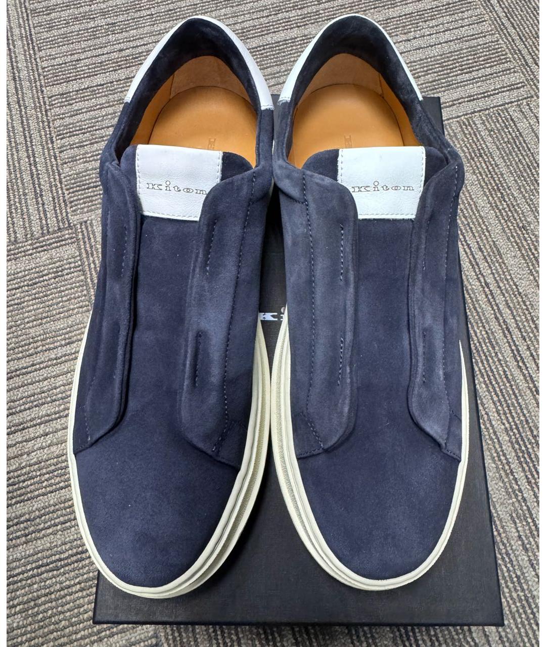 KITON Темно-синие низкие кроссовки / кеды, фото 2