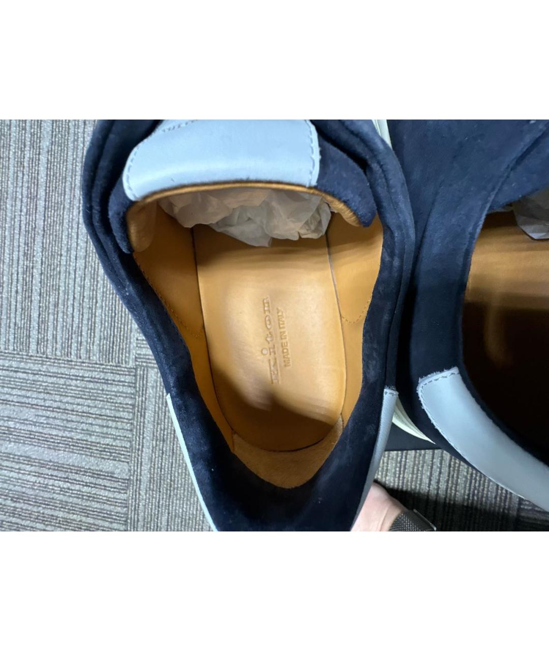 KITON Темно-синие низкие кроссовки / кеды, фото 5