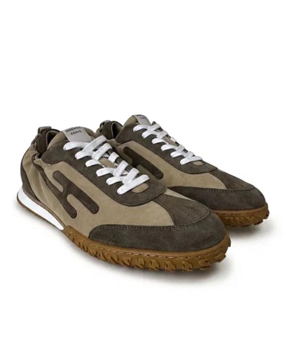 HERMES Серые кожаные низкие кроссовки / кеды, фото 2