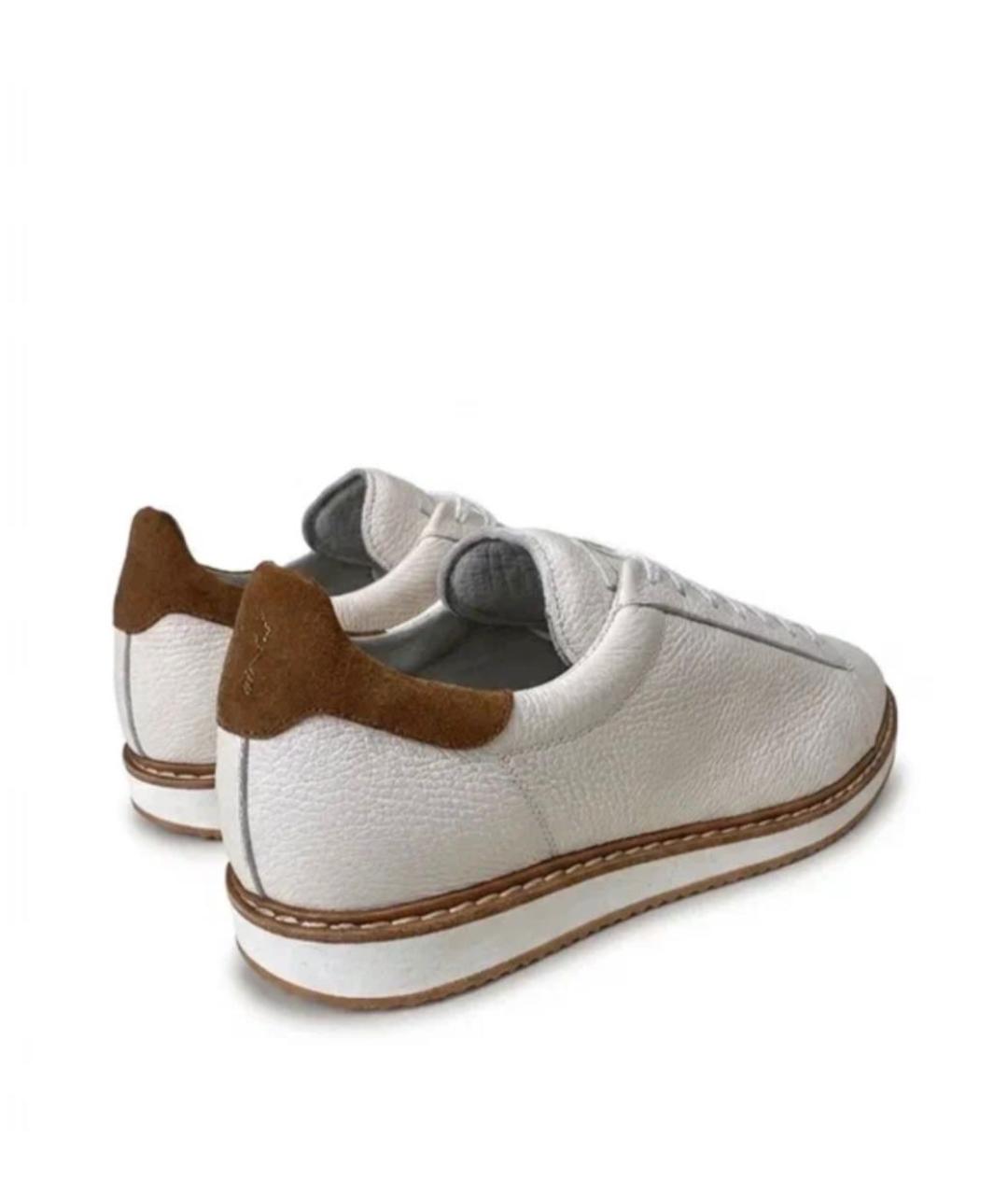 BRUNELLO CUCINELLI Бежевые кожаные низкие кроссовки / кеды, фото 3