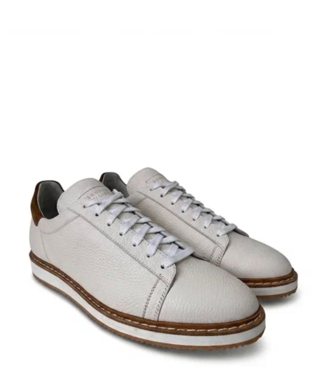 BRUNELLO CUCINELLI Бежевые кожаные низкие кроссовки / кеды, фото 2