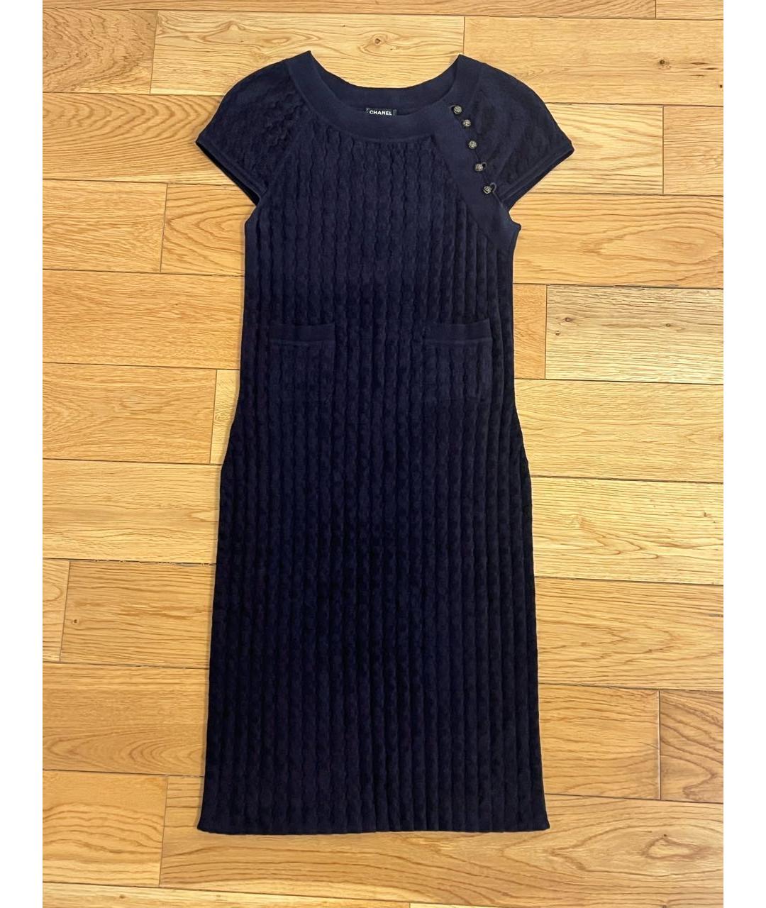 CHANEL Темно-синее вискозное повседневное платье, фото 9
