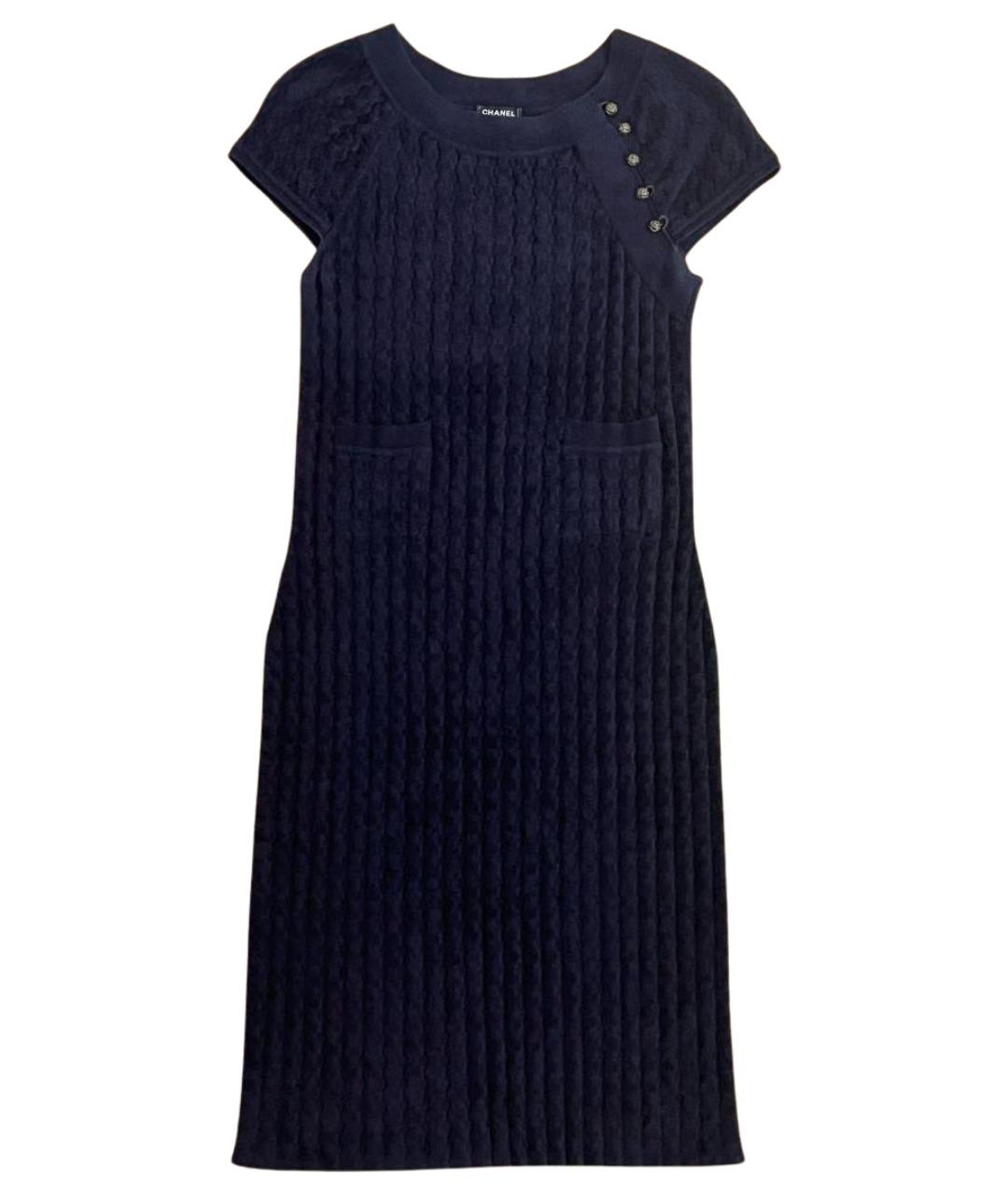 CHANEL Темно-синее вискозное повседневное платье, фото 1