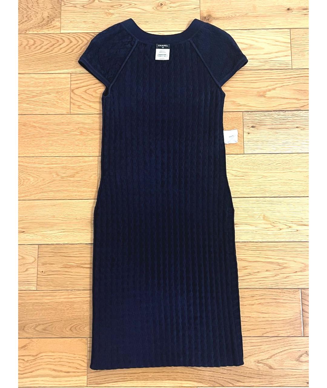 CHANEL Темно-синее вискозное повседневное платье, фото 4