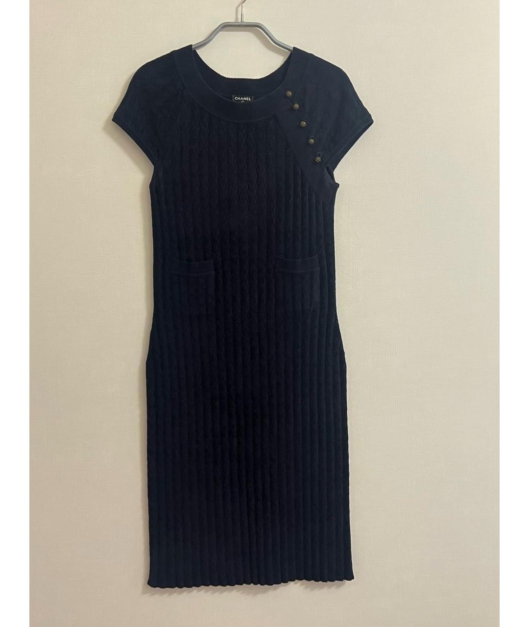 CHANEL Темно-синее вискозное повседневное платье, фото 6
