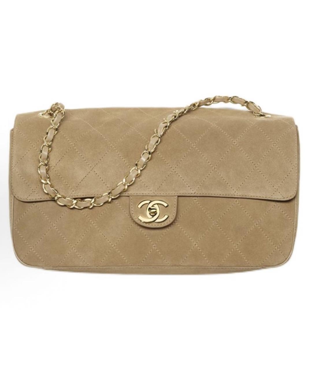 CHANEL Бежевая замшевая сумка через плечо, фото 9