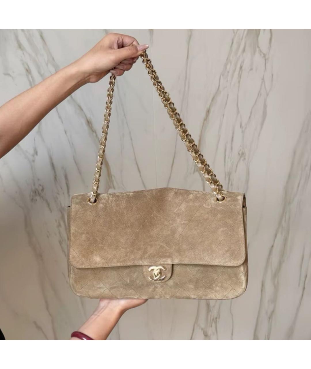CHANEL Бежевая замшевая сумка через плечо, фото 2