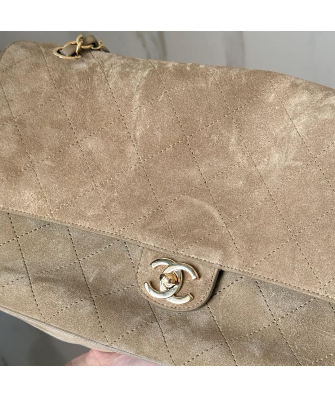 CHANEL Бежевая замшевая сумка через плечо, фото 5