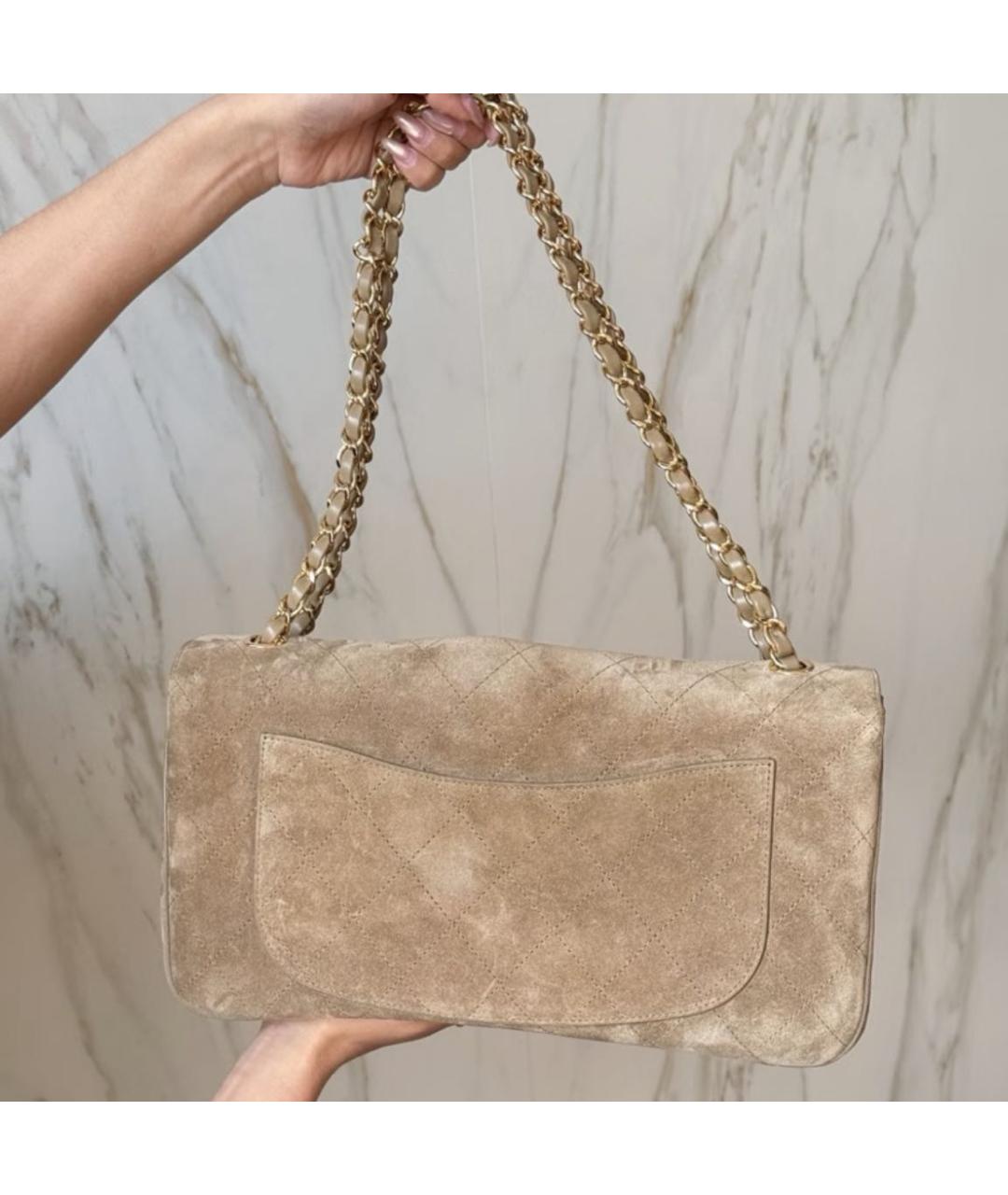 CHANEL Бежевая замшевая сумка через плечо, фото 3
