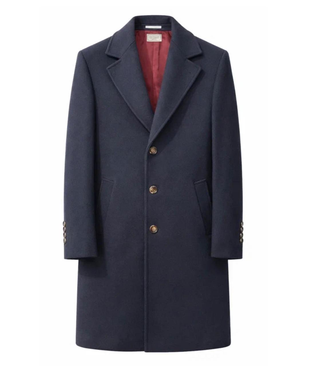 BRUNELLO CUCINELLI Темно-синее шерстяное пальто, фото 5