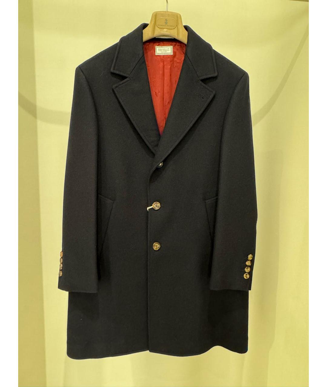 BRUNELLO CUCINELLI Темно-синее шерстяное пальто, фото 2