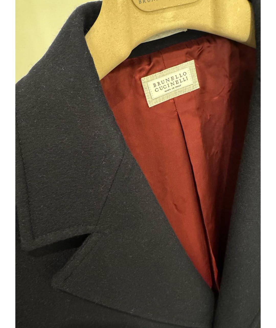 BRUNELLO CUCINELLI Темно-синее шерстяное пальто, фото 4