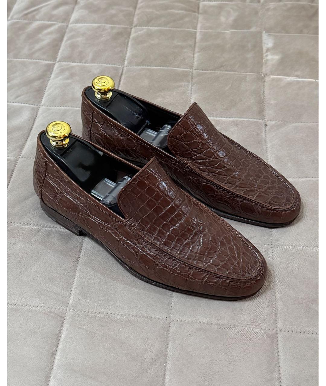 BRIONI Коричневые лоферы из экзотической кожи, фото 2