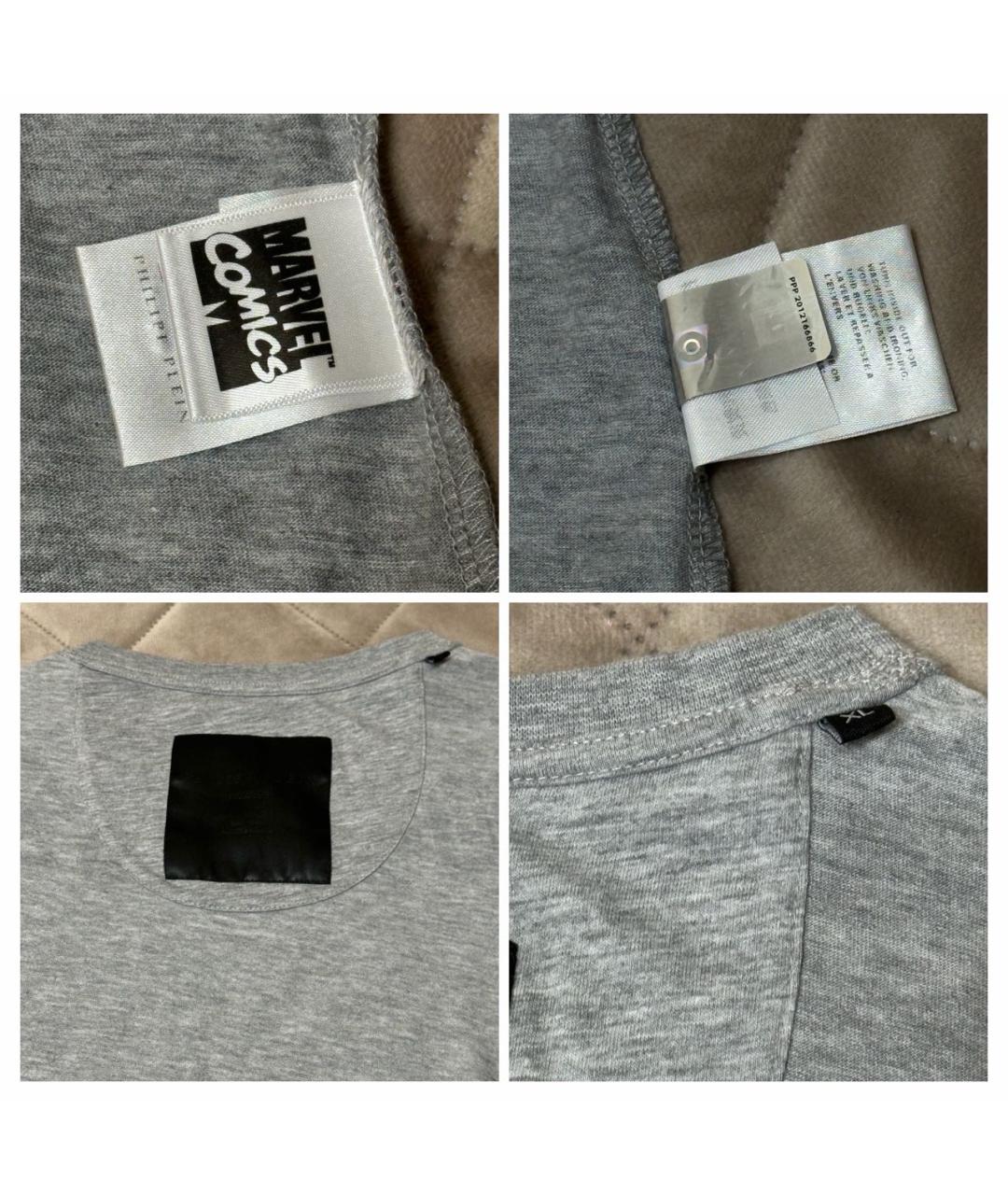 PHILIPP PLEIN Серая хлопковая футболка, фото 6