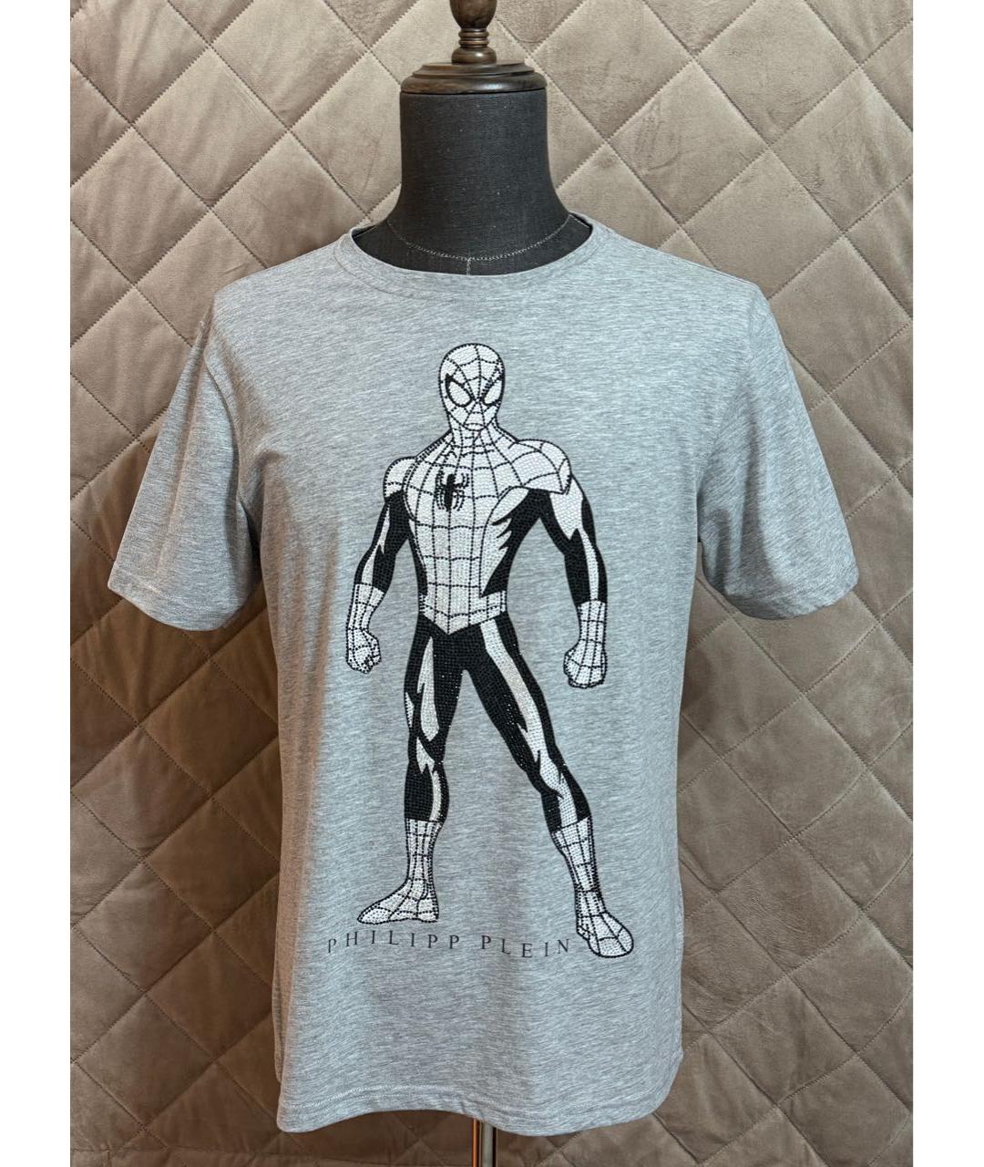 PHILIPP PLEIN Серая хлопковая футболка, фото 4