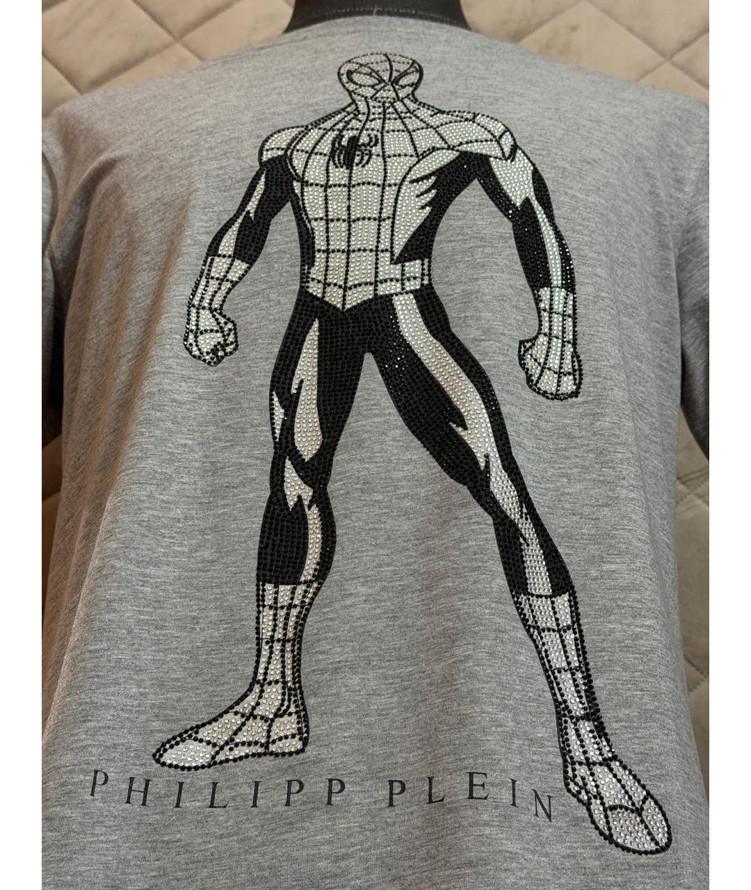 PHILIPP PLEIN Серая хлопковая футболка, фото 2